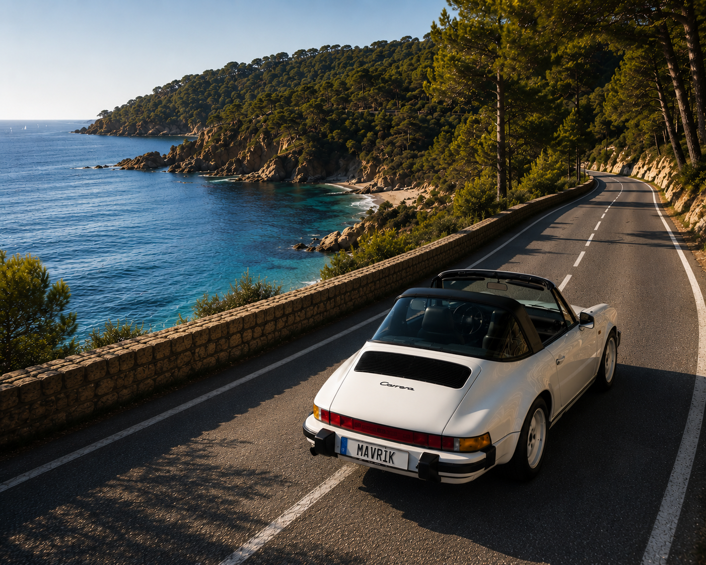 Porsche Carrera Targa road trip on the French Riviera coastal roads